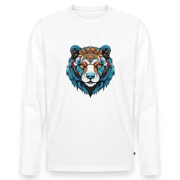 Polar Bear Head Polar Bear - Men's Premium Organic Long Sleeve Shirt - white - Front - Nico (187cm)