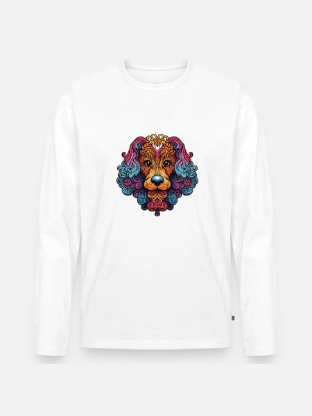 Poodle Dog Portrait Head - Men's Premium Organic Long Sleeve Shirt -
