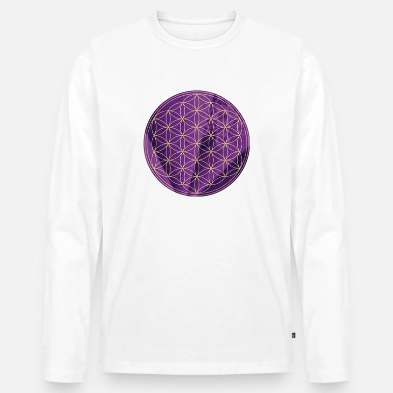 Die Blume des Lebens 4 - Männer Premium Bio Langarmshirt - Weiß