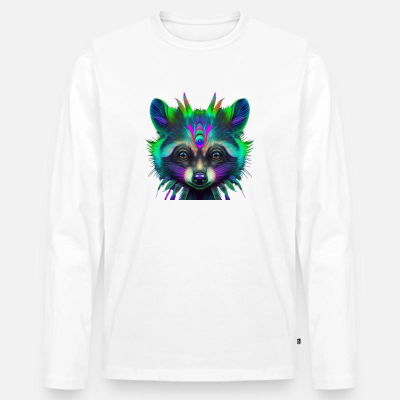 Fancy Waschbär - Männer Premium Bio Langarmshirt - Weiß