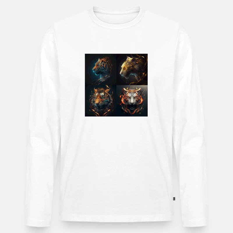 Löwe - Männer Premium Bio Langarmshirt - Weiß