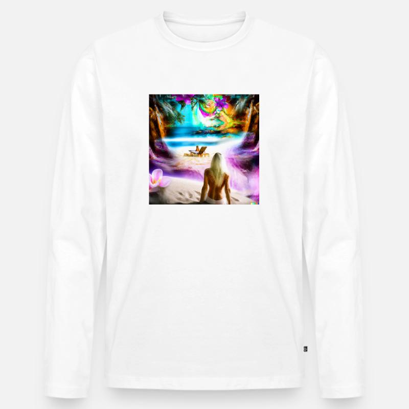 JD Star Artwork No.5 - Männer Premium Bio Langarmshirt - Weiß