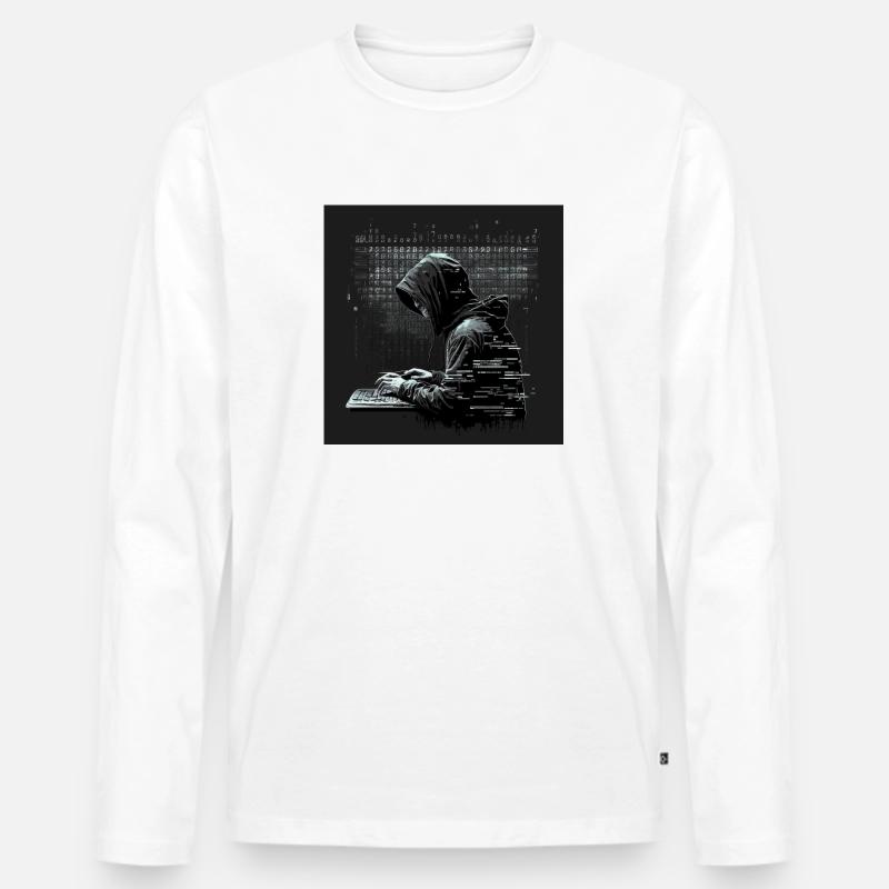 Pc Nutzer / Hacker / Gamer - Männer Premium Bio Langarmshirt - Weiß