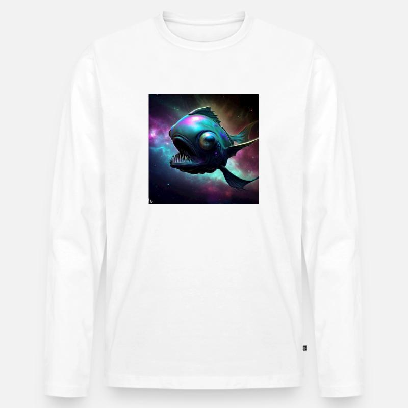 Spacefishartwork by Bruederchen - Männer Premium Bio Langarmshirt - Weiß