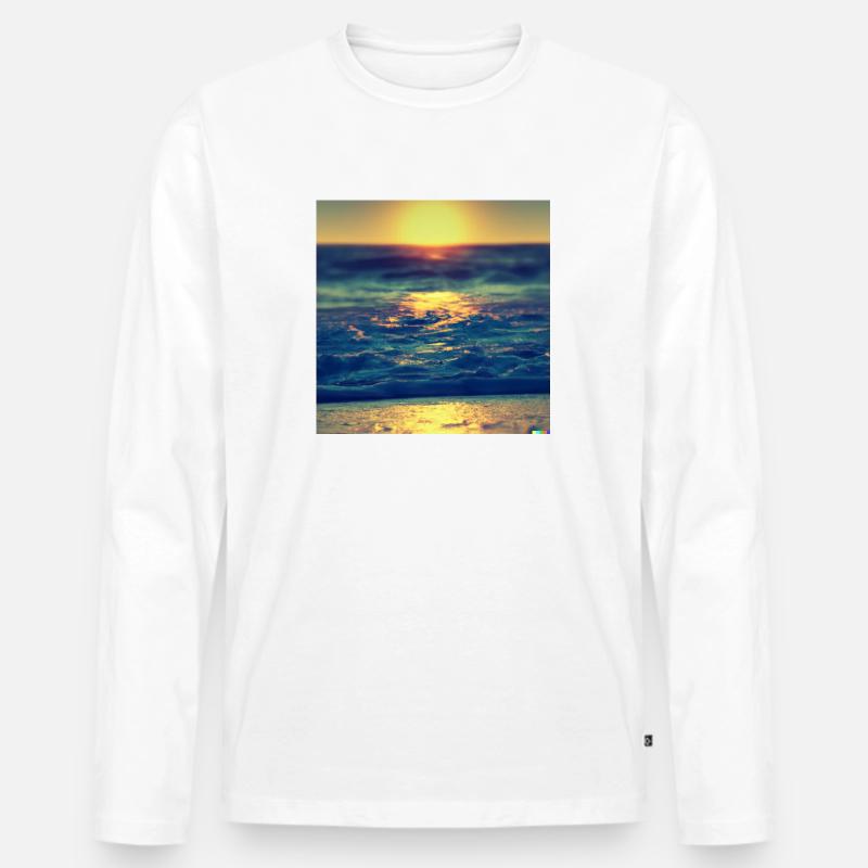 retro see sunset - Männer Premium Bio Langarmshirt - Weiß