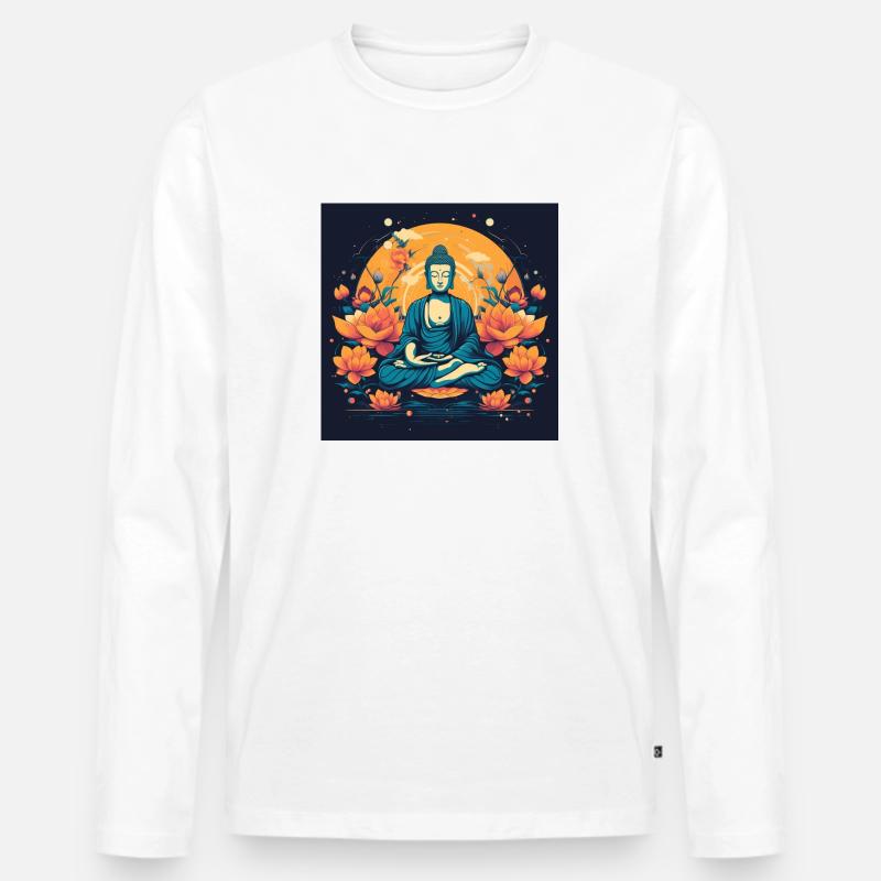 Buddha Artwork - Männer Premium Bio Langarmshirt - Weiß