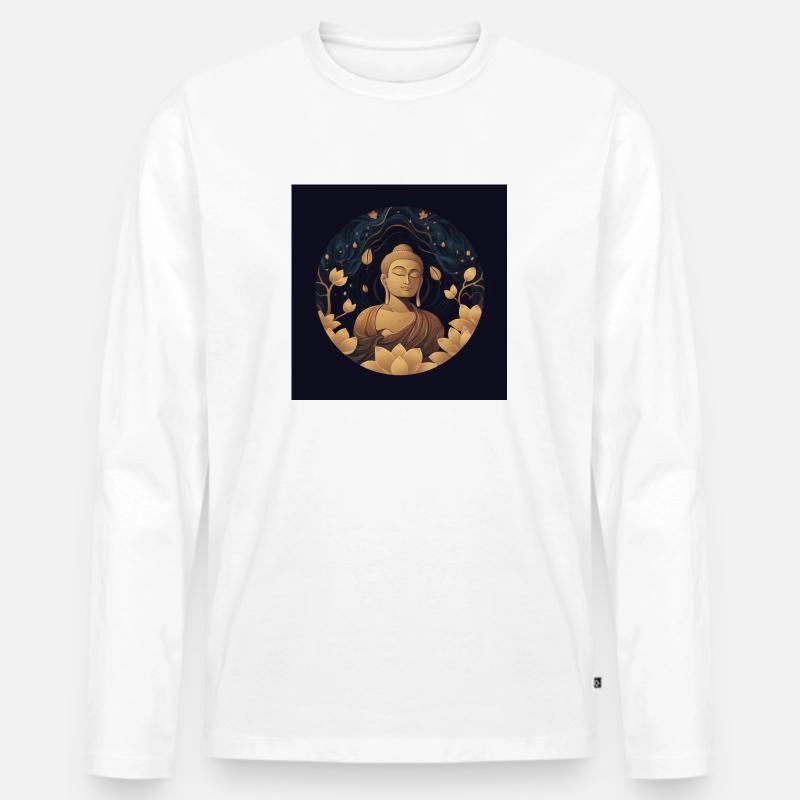 Buddha Artwork Classic - Männer Premium Bio Langarmshirt - Weiß