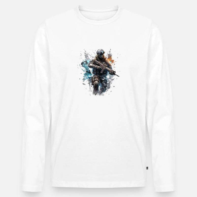 COD gaming art shooter - Männer Premium Bio Langarmshirt - Weiß
