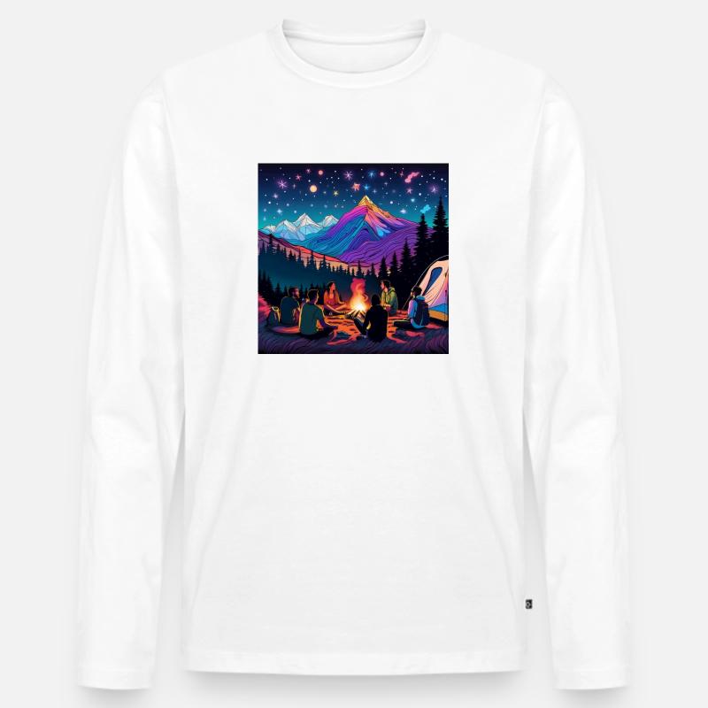 psychedelisches trippy Camping-Design - Männer Premium Bio Langarmshirt - Weiß