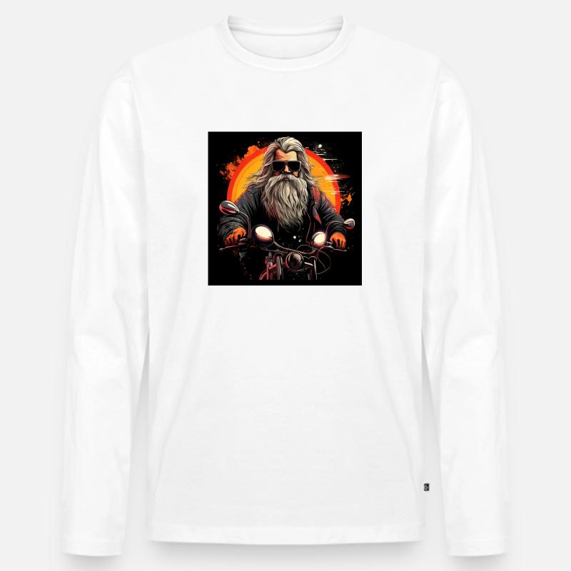 Old School Biker - Männer Premium Bio Langarmshirt - Weiß