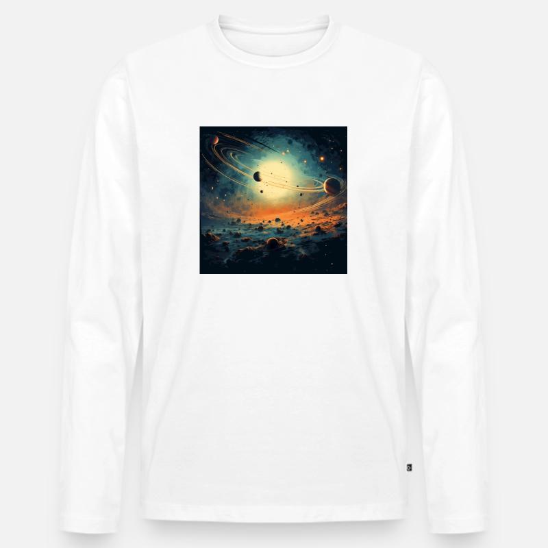 Sonnensystem, Multiverse, Universe - Männer Premium Bio Langarmshirt - Weiß