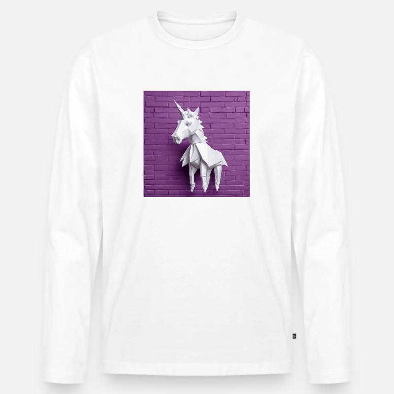 Weißes Einhorn - Männer Premium Bio Langarmshirt - Weiß