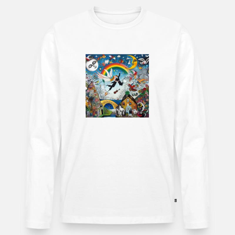 Patchwork-Chagall - Männer Premium Bio Langarmshirt - Weiß