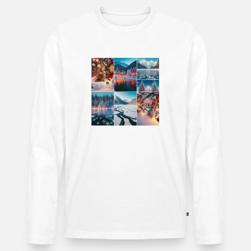 Weihnachten am See - Männer Premium Bio Langarmshirt - Weiß