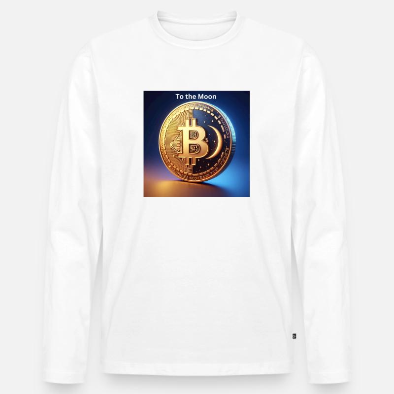 Bitcoin To the Moon - Männer Premium Bio Langarmshirt - Weiß