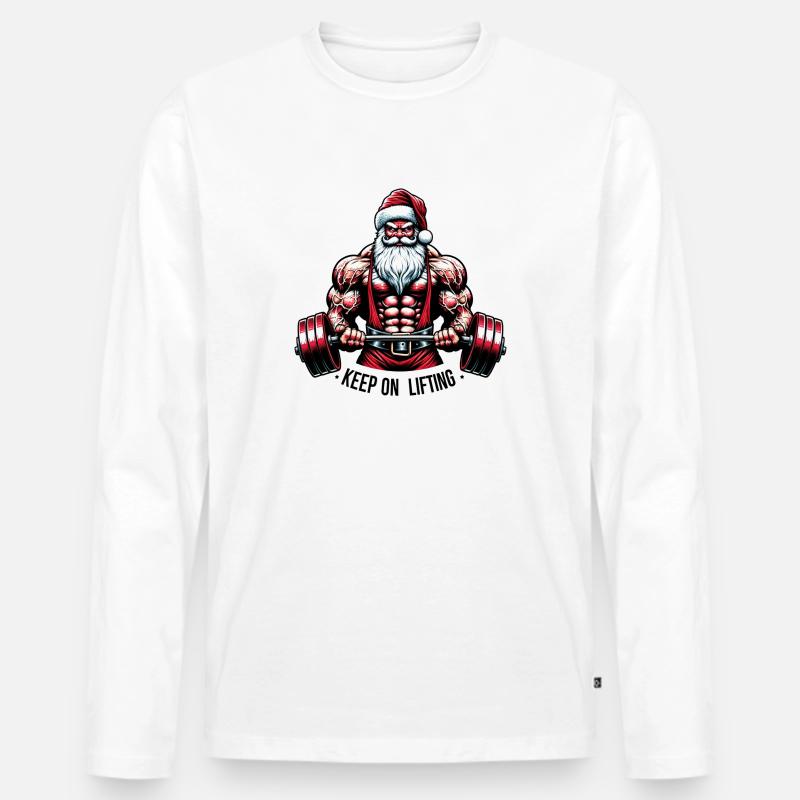 Keep on Lifting Santa Style - Männer Premium Bio Langarmshirt - Weiß