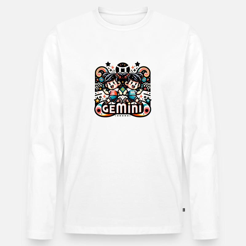 GEMINI - Männer Premium Bio Langarmshirt - Weiß