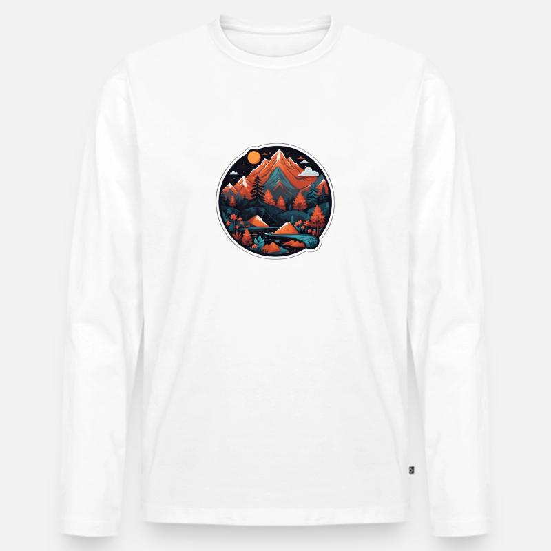 Schweizer Berge - Männer Premium Bio Langarmshirt - Weiß