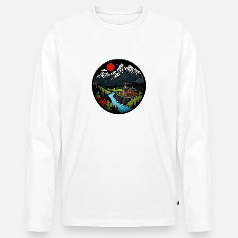 Schweizer Berge - Männer Premium Bio Langarmshirt - Weiß