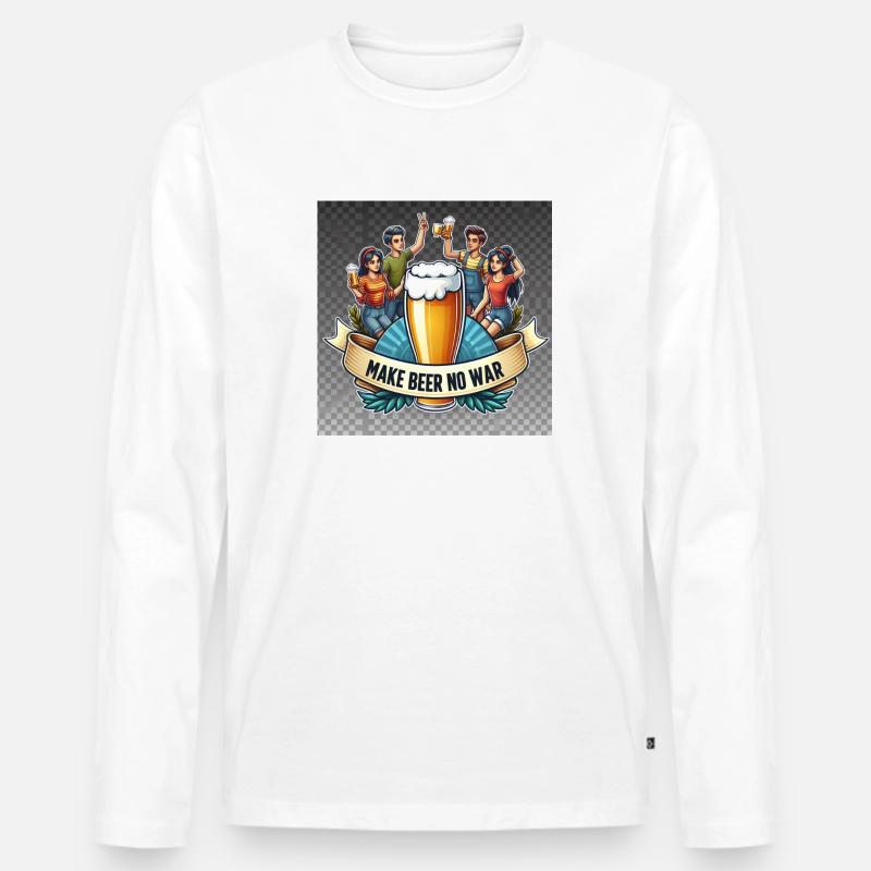 make Beer No War Logo - Männer Premium Bio Langarmshirt - Weiß
