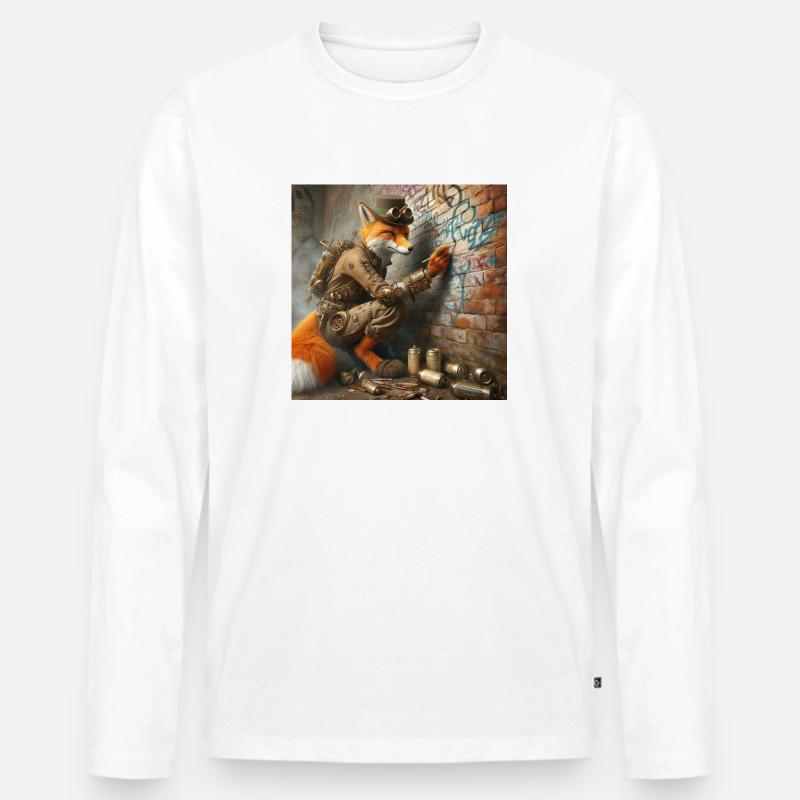 Foxxy Graffiti - Männer Premium Bio Langarmshirt - Weiß