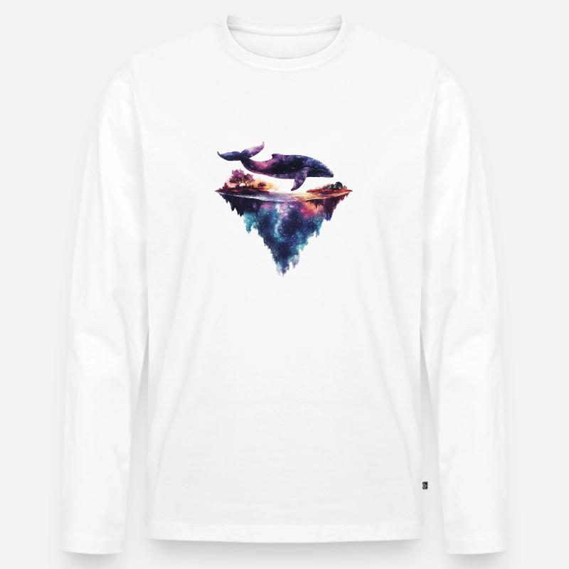 Fantasievoller Wal - Männer Premium Bio Langarmshirt - Weiß