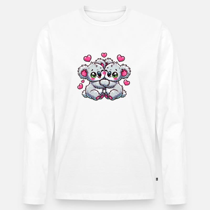 Verliebte Koalas - Männer Premium Bio Langarmshirt - Weiß