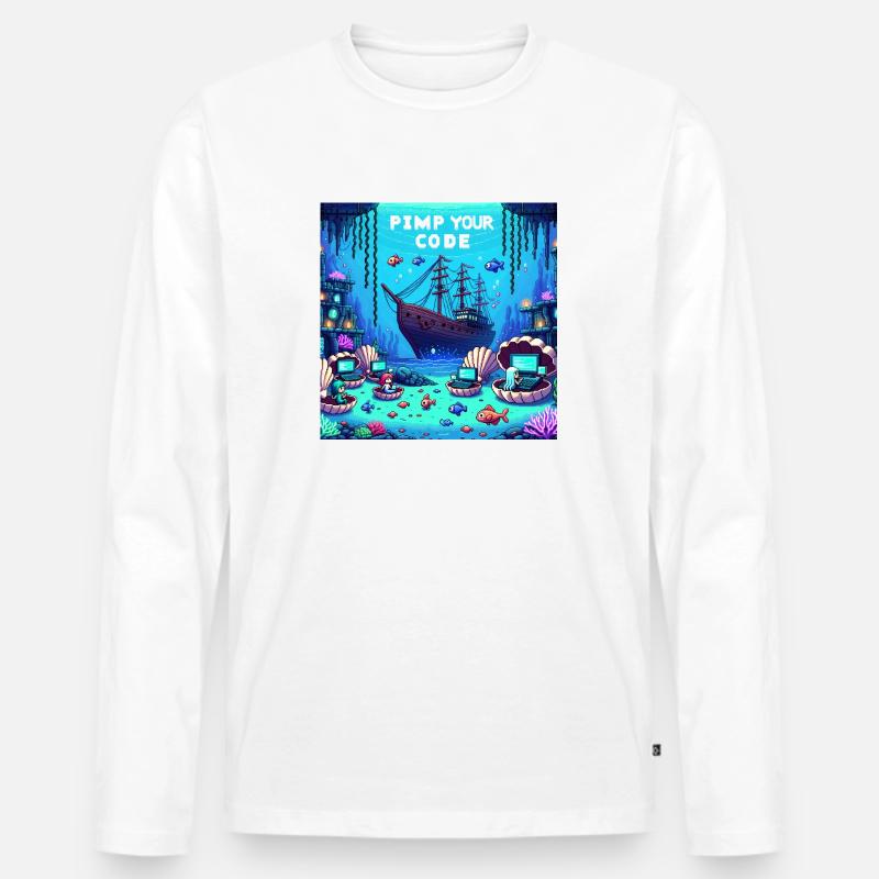 Underwater PimpYourCode - Männer Premium Bio Langarmshirt - Weiß