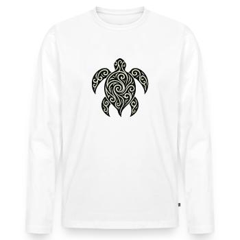 Mana Honu – Polynesian Turtle - Männer Premium Bio Langarmshirt - Weiß - Vorne - Nico (187cm)