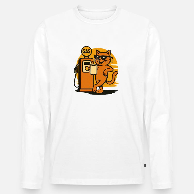 Gascat - Männer Premium Bio Langarmshirt - Weiß