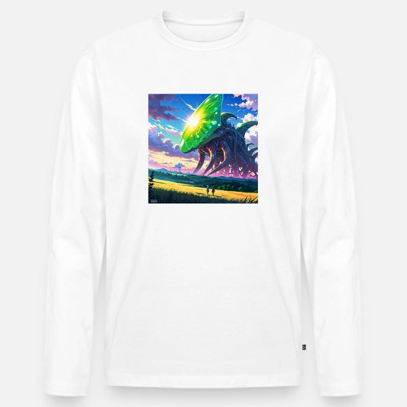 Leonardo Anime XL - Männer Premium Bio Langarmshirt - Weiß