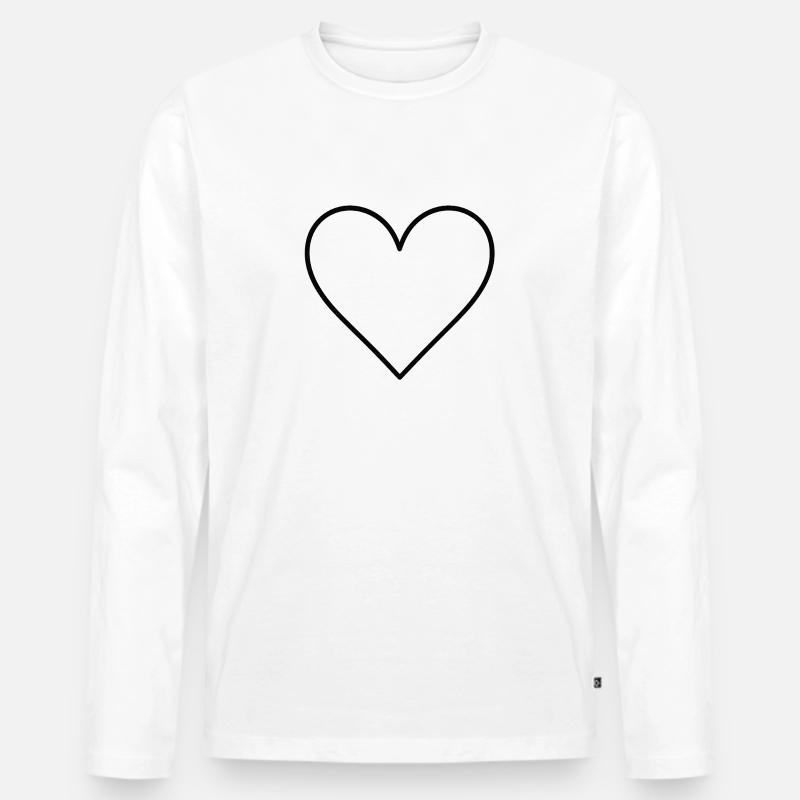 Basic Herz schwarz - Männer Premium Bio Langarmshirt - Weiß
