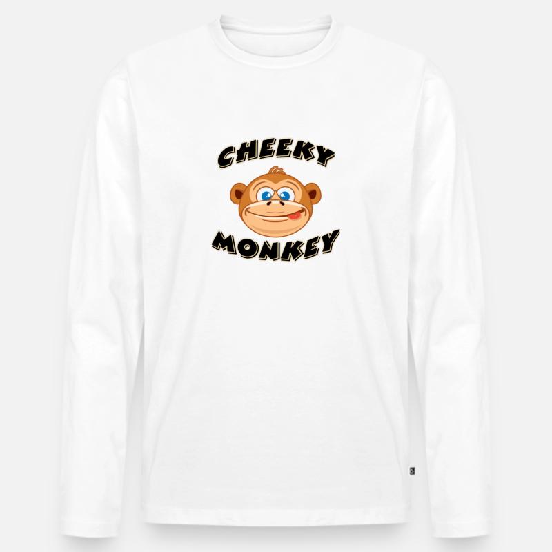 Der freche Affe - Männer Premium Bio Langarmshirt - Weiß