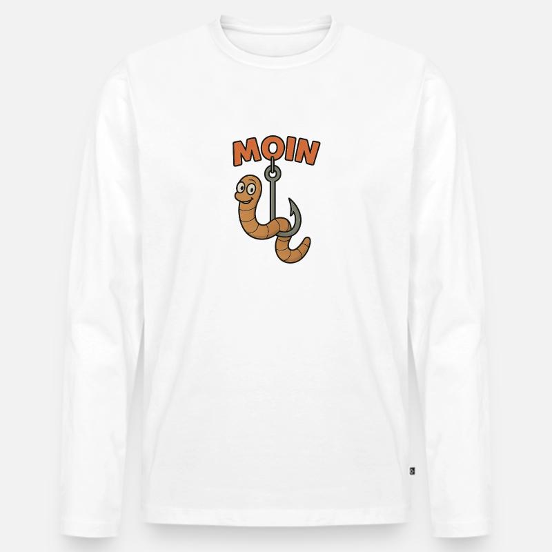 Moin Wurm - Männer Premium Bio Langarmshirt - Weiß