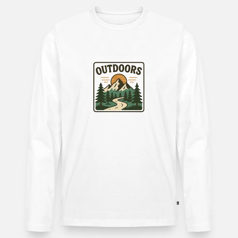 „OUTDOORS“ - Männer Premium Bio Langarmshirt - Weiß