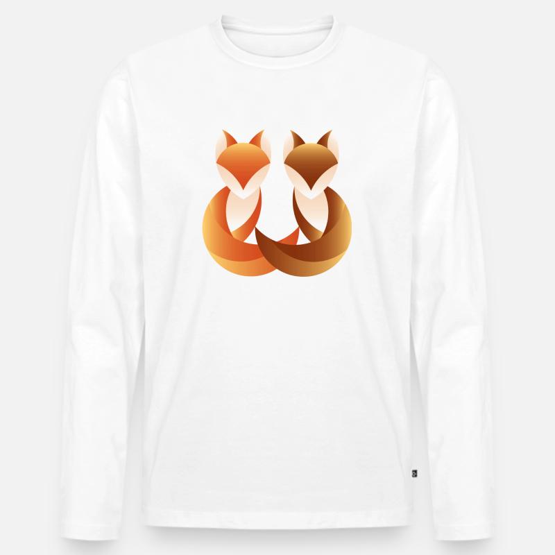 Fuchs Duo 2 - Männer Premium Bio Langarmshirt - Weiß
