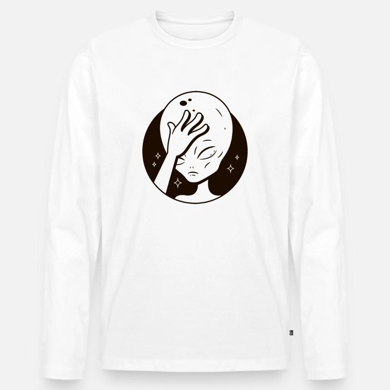 Facepalm Alien - Männer Premium Bio Langarmshirt - Weiß