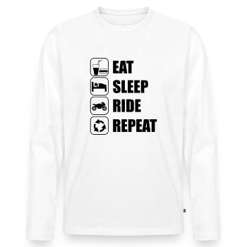T-shirt Motor - Mannen Premium Bio shirt met lange mouwen - wit - Voor - Nico (187cm)