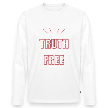 Bible vérité - T-shirt manches longues Premium bio Homme - blanc - Devant - Nico (187cm)