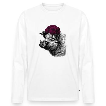 Black Forest Tussi wild boar with Bollenhut - Men's Premium Organic Long Sleeve Shirt - white - Front - Nico (187cm)