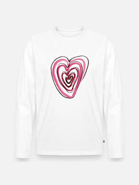 Herz in Herz - Männer Premium Bio Langarmshirt - Weiß