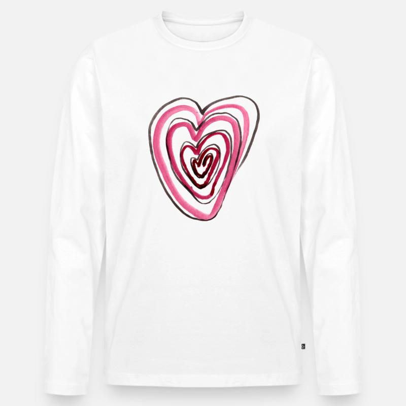 Herz in Herz - Männer Premium Bio Langarmshirt - Weiß