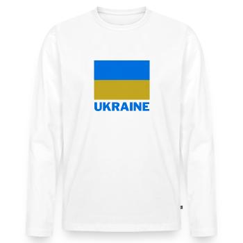Ukraine design avec drapeau et couleurs nationales - T-shirt manches longues Premium bio Homme - blanc - Devant - Nico (187cm)