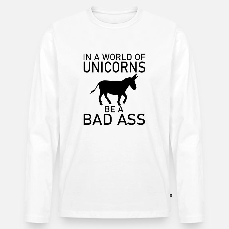 Donkey Esel - Männer Premium Bio Langarmshirt - Weiß