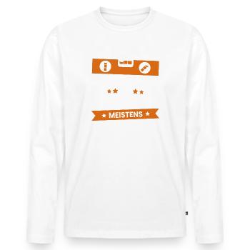 Maurer Wasserwaage Geschenk - Männer Premium Bio Langarmshirt - Weiß - Vorne - Nico (187cm)