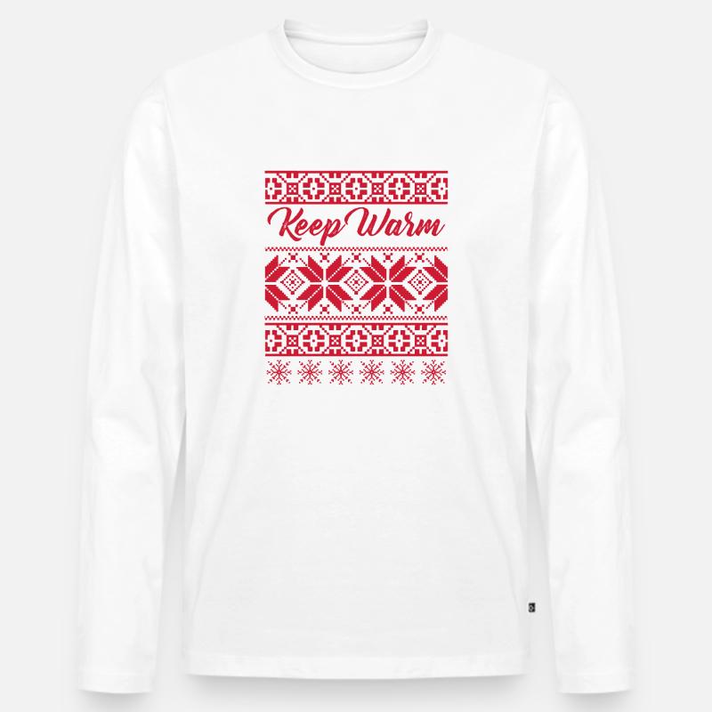 Norwegisches Muster Nr.01 - Männer Premium Bio Langarmshirt - Weiß
