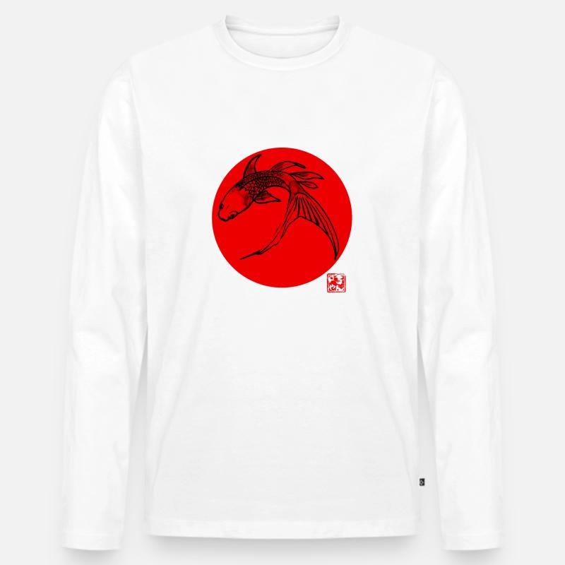 Karpfen Koi Rot - Männer Premium Bio Langarmshirt - Weiß