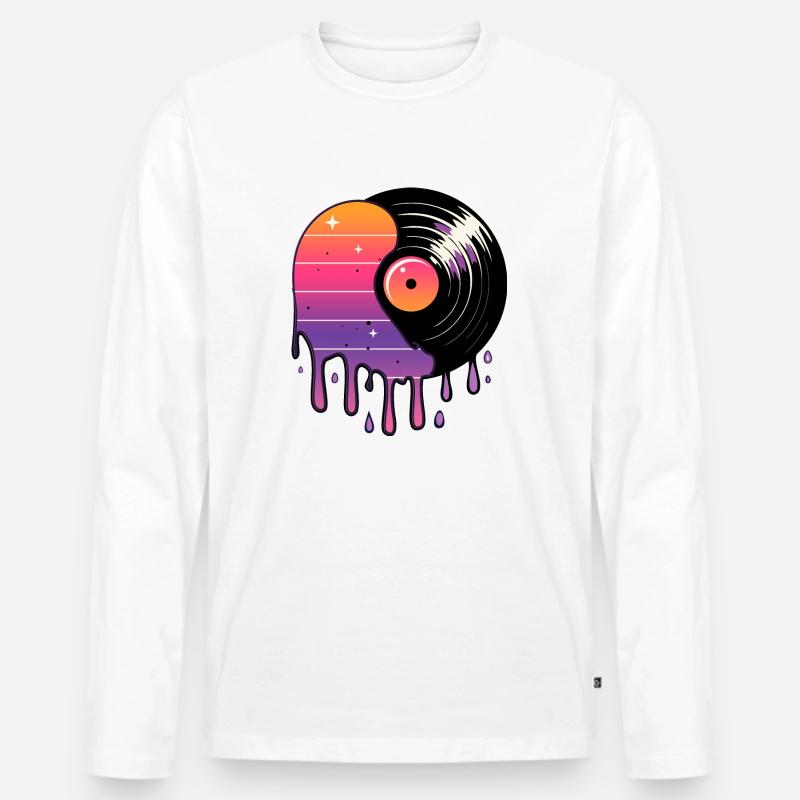 Kosmische Vinyl-Schallplatte - Männer Premium Bio Langarmshirt - Weiß