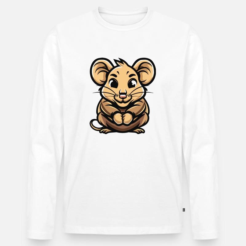 Maus Comic - Männer Premium Bio Langarmshirt - Weiß