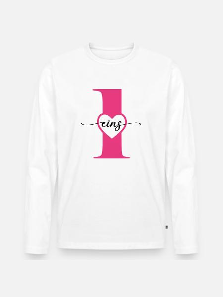 Digit One 1 with Heart - Men's Premium Organic Long Sleeve Shirt - white